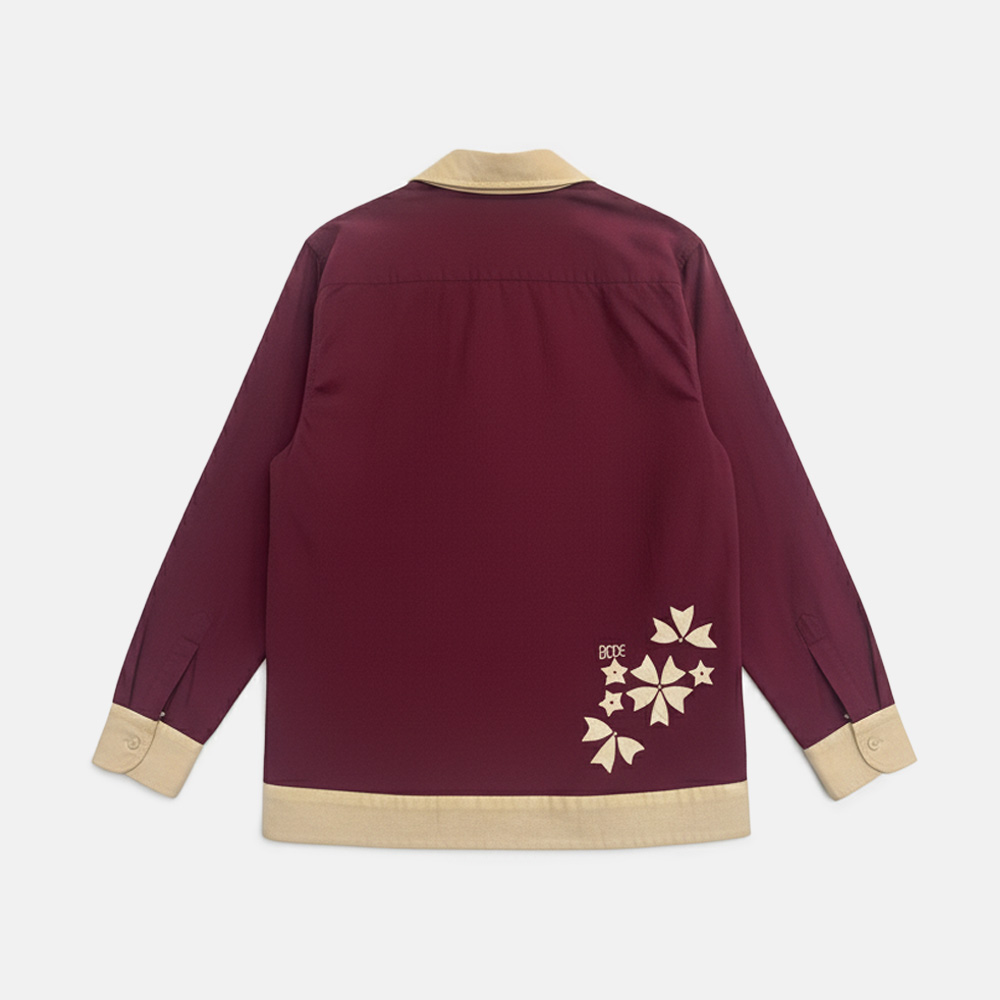 Super Flea Market+Bode+Maroon and cream applique shirt+Fred Rabe3